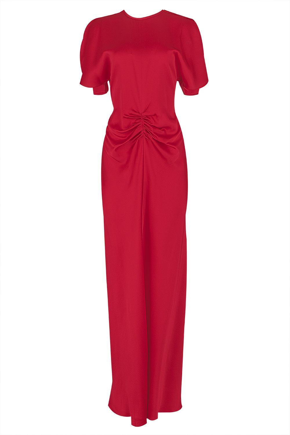 Gathered Waist Gown-ROSE-4-CLOTHINGDRESSGOWN-VICTORIA BECKHAM