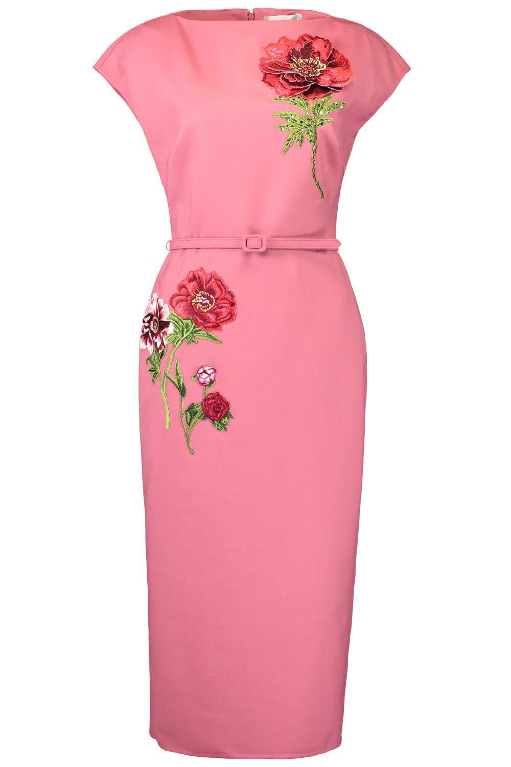 Floral Embroidered Cocktail Dress-CHRSNTHM-4-CLOTHINGDRESSCOCKTAIL-OSCAR DE LA RENTA
