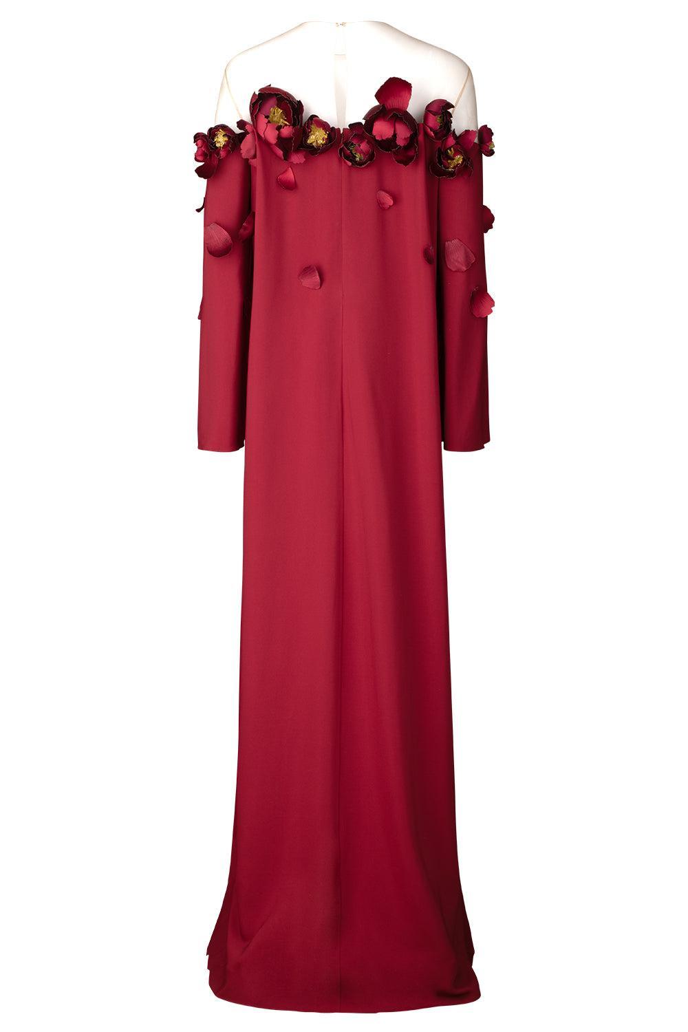 Illusion Off Shoulder Embroidered Caftan-TERRACTT-S-CLOTHINGDRESSGOWN-OSCAR DE LA RENTA