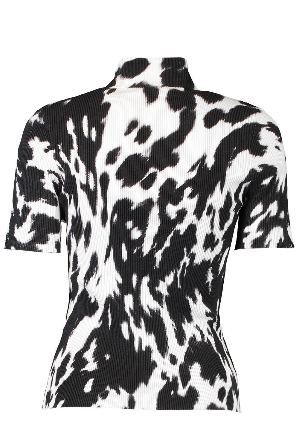 Cow Print Classic Mockneck Short Sleeve Tee-ECRU/BLK-S-CLOTHINGTOPKNITS-OSCAR DE LA RENTA
