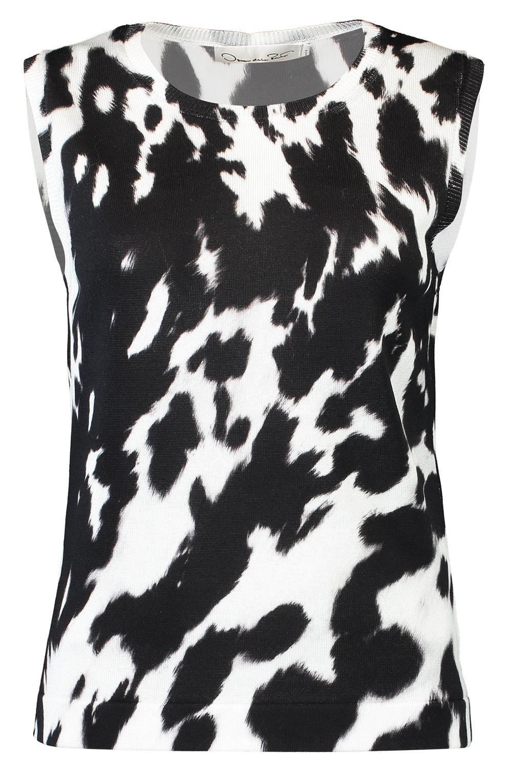 Cow Inset Tank-BLACK/IVORY-XS-CLOTHINGTOPTANK-OSCAR DE LA RENTA