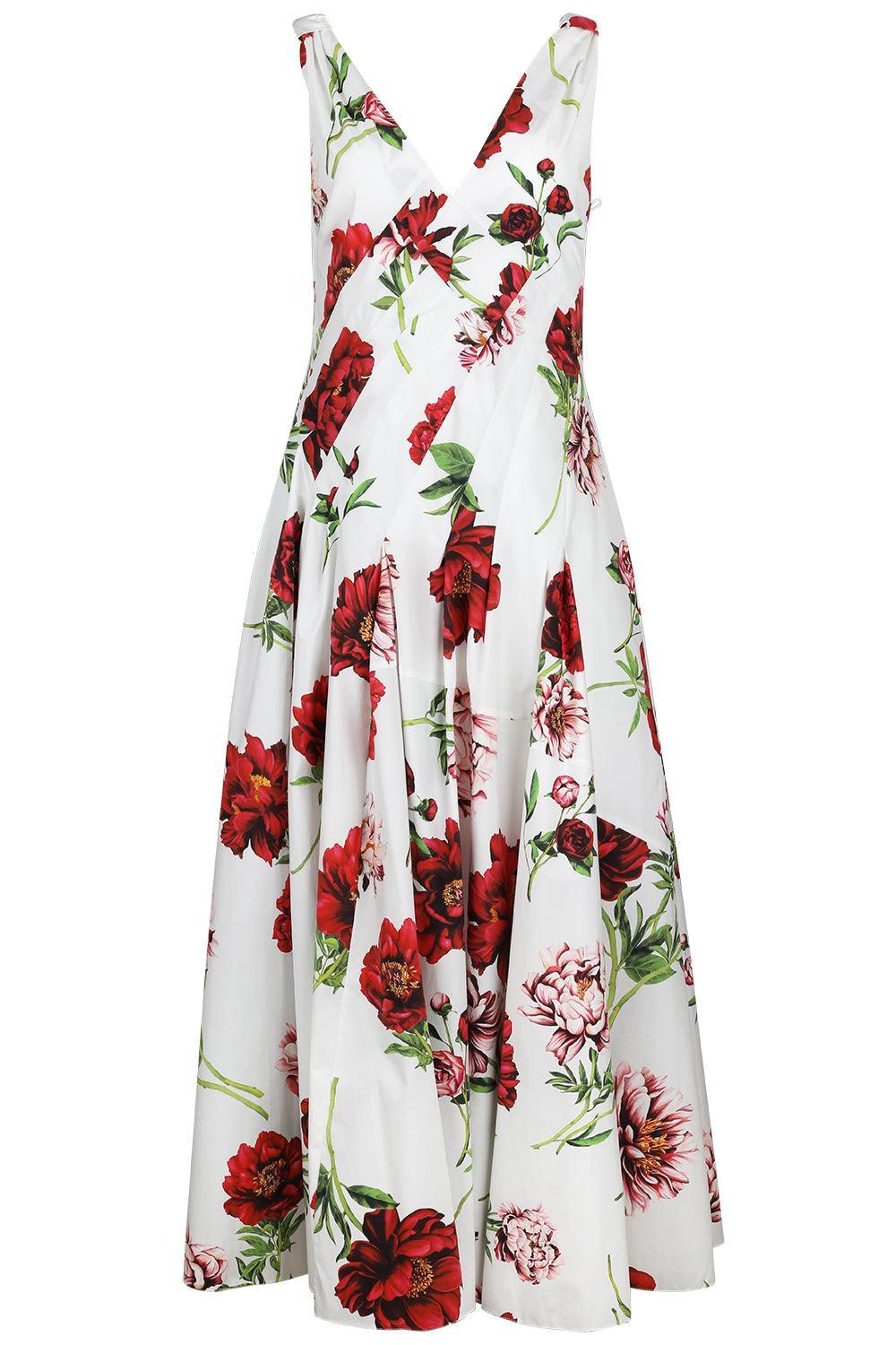 Sleeveless Peony Day Dress-IVORMULT-4-CLOTHINGDRESSCASUAL-OSCAR DE LA RENTA