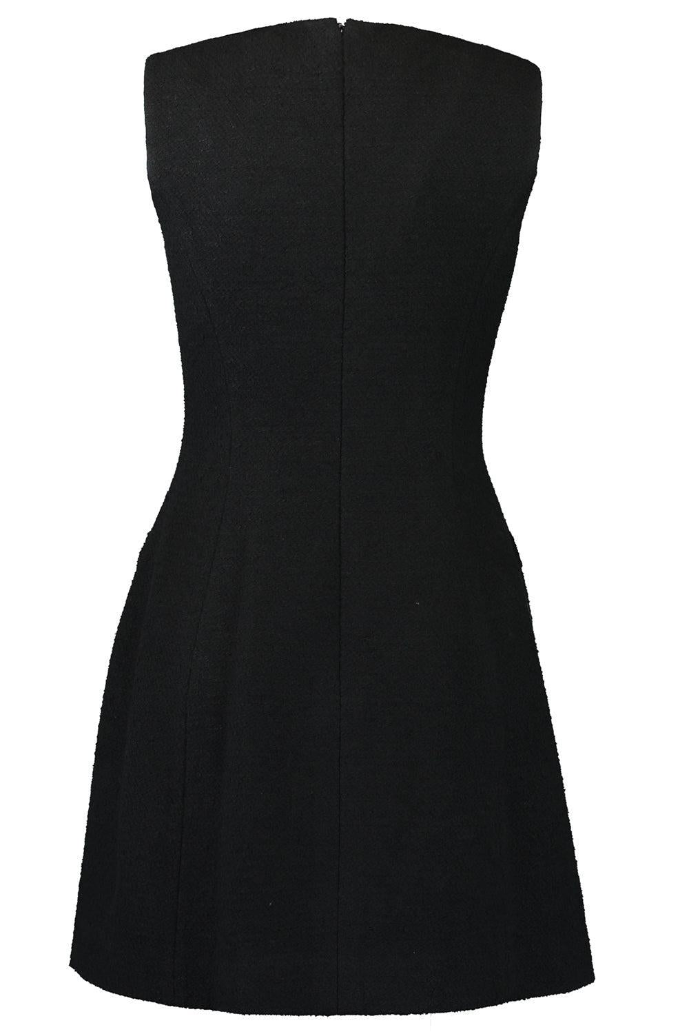 Tweed Day Suit Dress-BLACK-2-CLOTHINGDRESSCASUAL-OSCAR DE LA RENTA