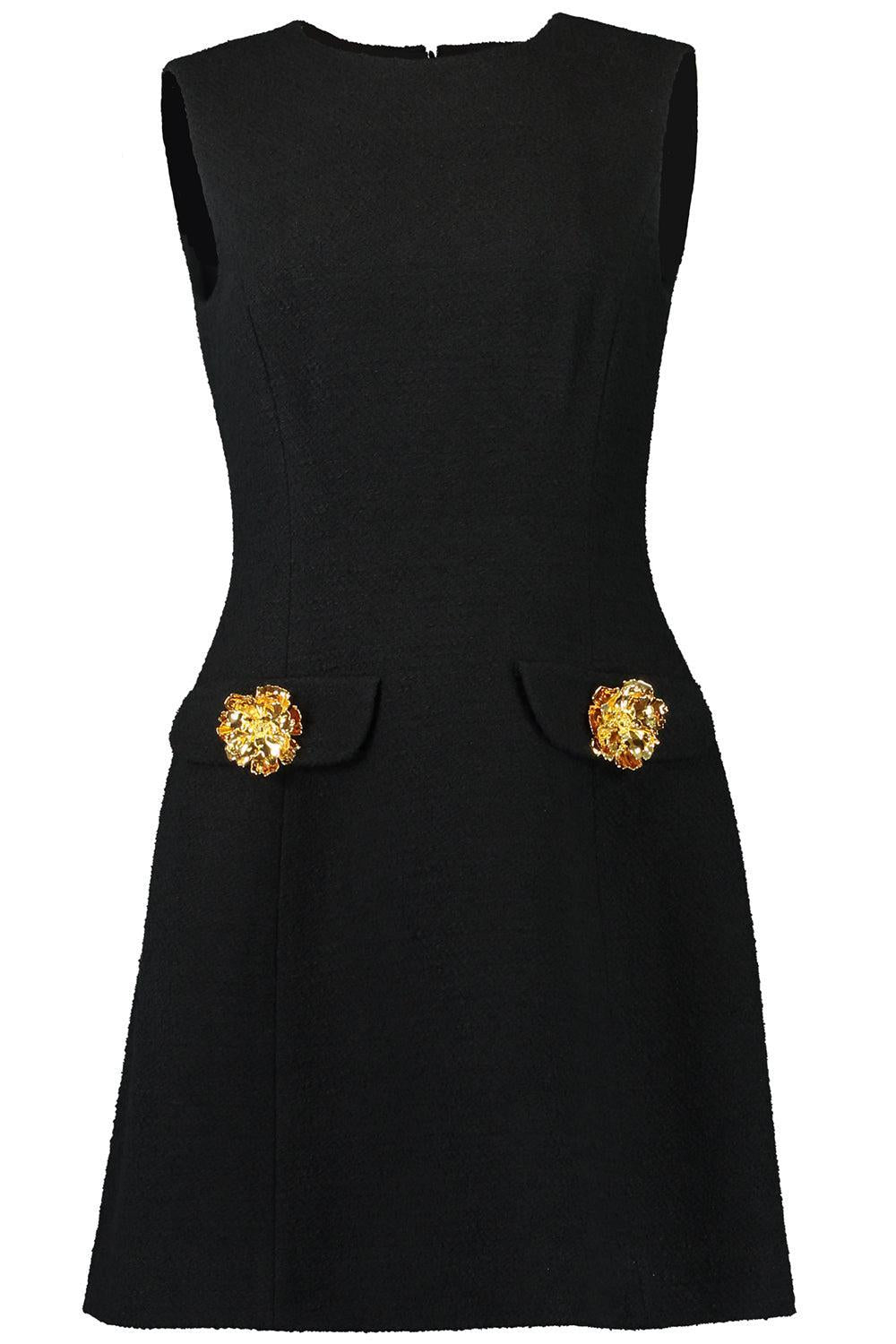 Tweed Day Suit Dress-BLACK-2-CLOTHINGDRESSCASUAL-OSCAR DE LA RENTA