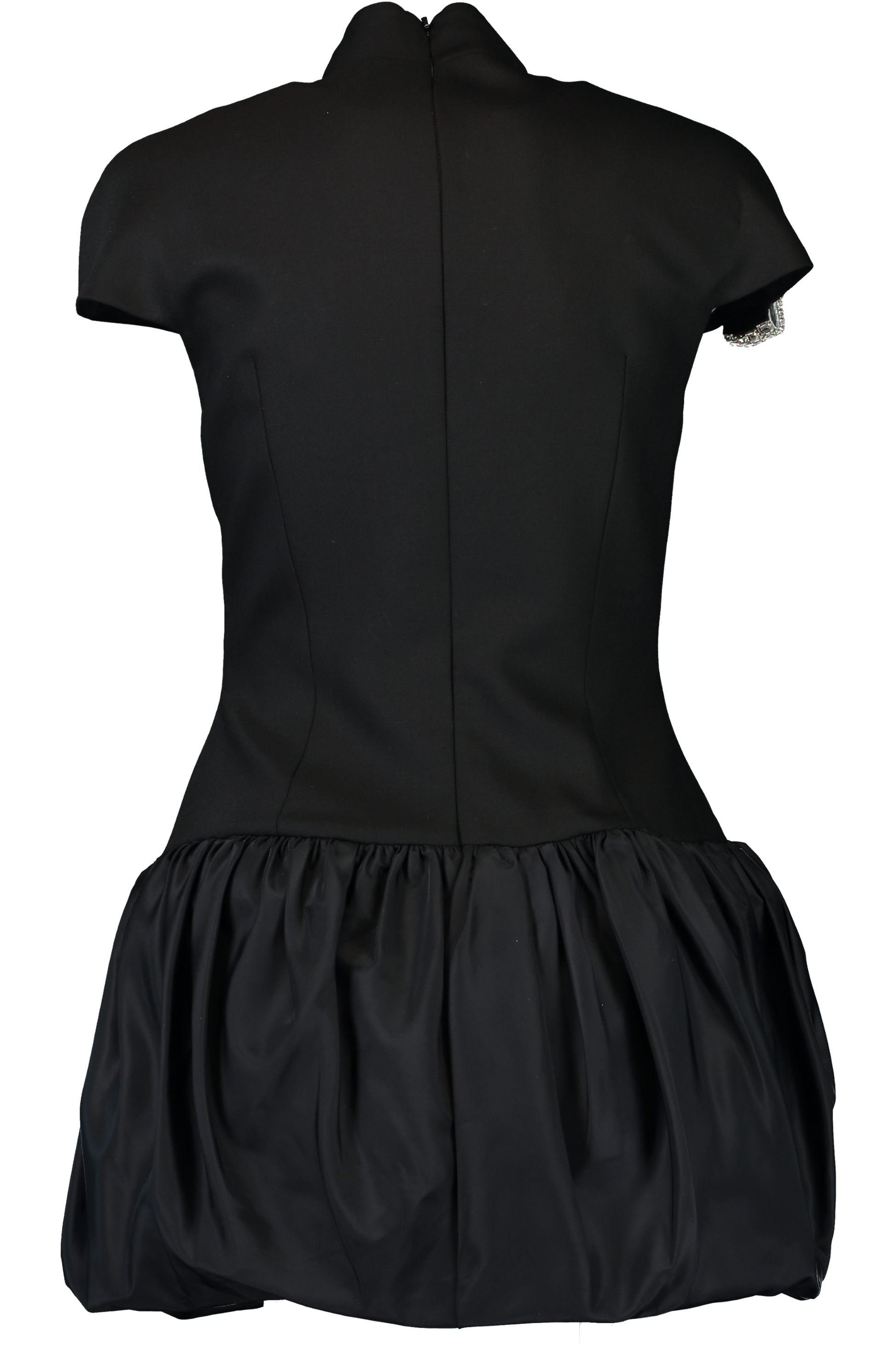 Puff Skirt Mini Dress-BLACK/SILVER-2-CLOTHINGDRESSCOCKTAIL-DAVID KOMA