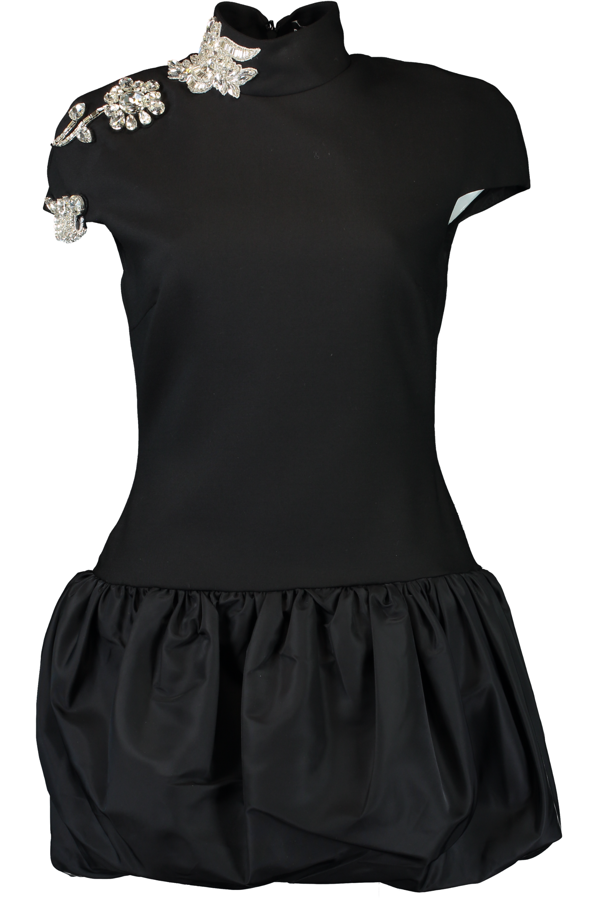 Puff Skirt Mini Dress-BLACK/SILVER-2-CLOTHINGDRESSCOCKTAIL-DAVID KOMA