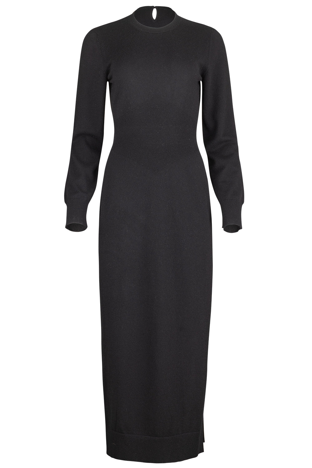 Long Sleeve Slit Dress-BLACK-S-CLOTHINGDRESSCASUAL-GIVENCHY