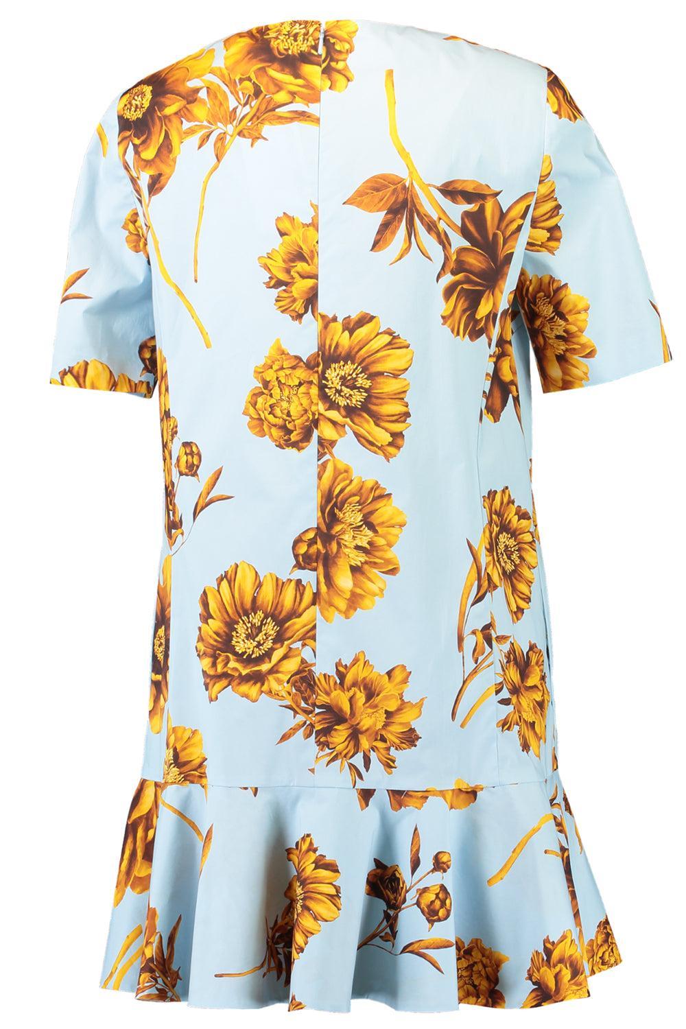 Tonal Peony Print Day Dress-BNICEBLU-4-CLOTHINGDRESSCASUAL-OSCAR DE LA RENTA