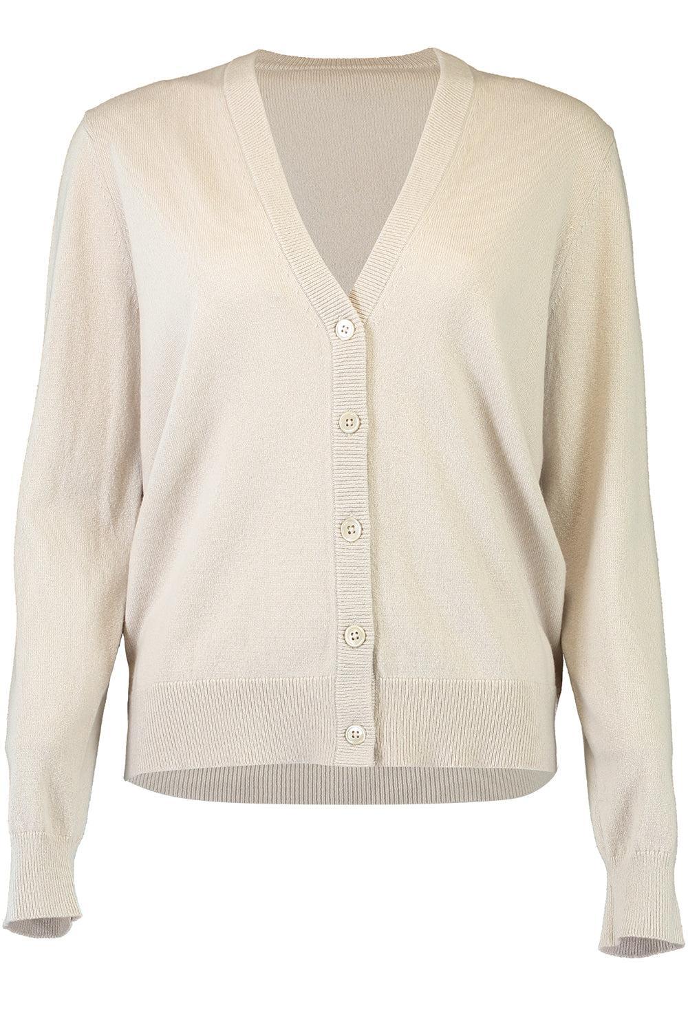 V-Neck Cardigan-OYSTER-XS-CLOTHINGTOPCARDIGAN-MICHAEL KORS COLLECTION