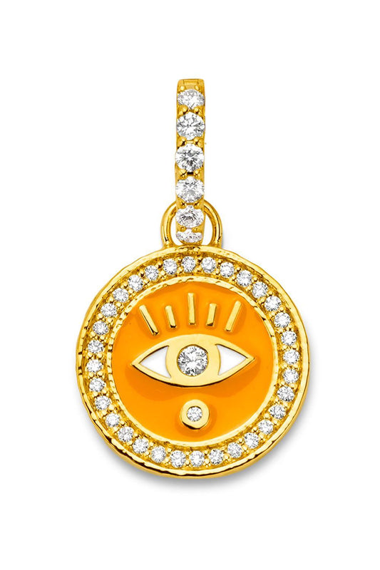 Diamond Clementine Evil Eye Pendant-YELLOW GOLD-JEWELRYFINE JEWELPENDANT-BUDDHA MAMA