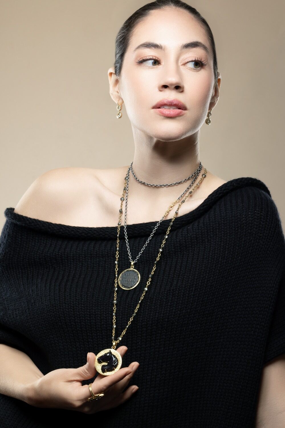 Mixed Metal Chain Necklace-YELLOW GOLD-32-JEWELRYFINE JEWELNECKLACE O-SYLVA & CIE