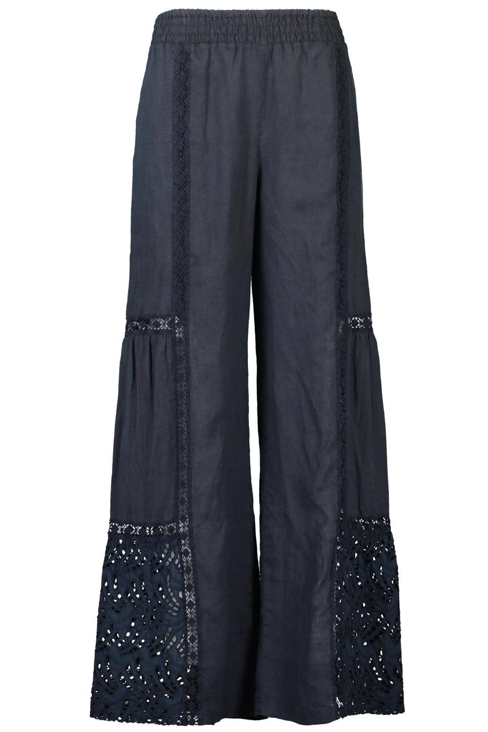 Carvaro Pants-NAVY-XS-CLOTHINGPANTWIDE LEG-TEMPTATION POSITANO