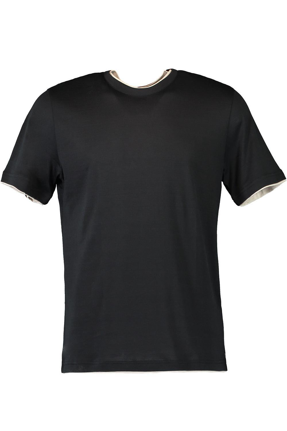Crewneck Contrast Tee - Black Sand