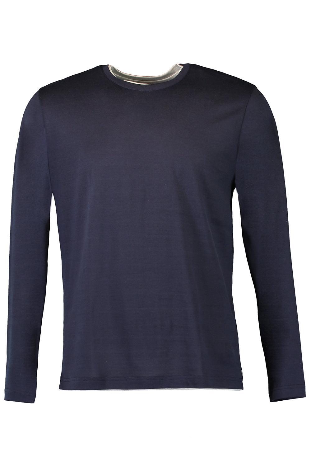 Crewneck Long Sleeve - Blueberry Light Gray-BLUEBERRY/GREEN-S-MENSCLOTHINGSHIRT-ELEVENTY