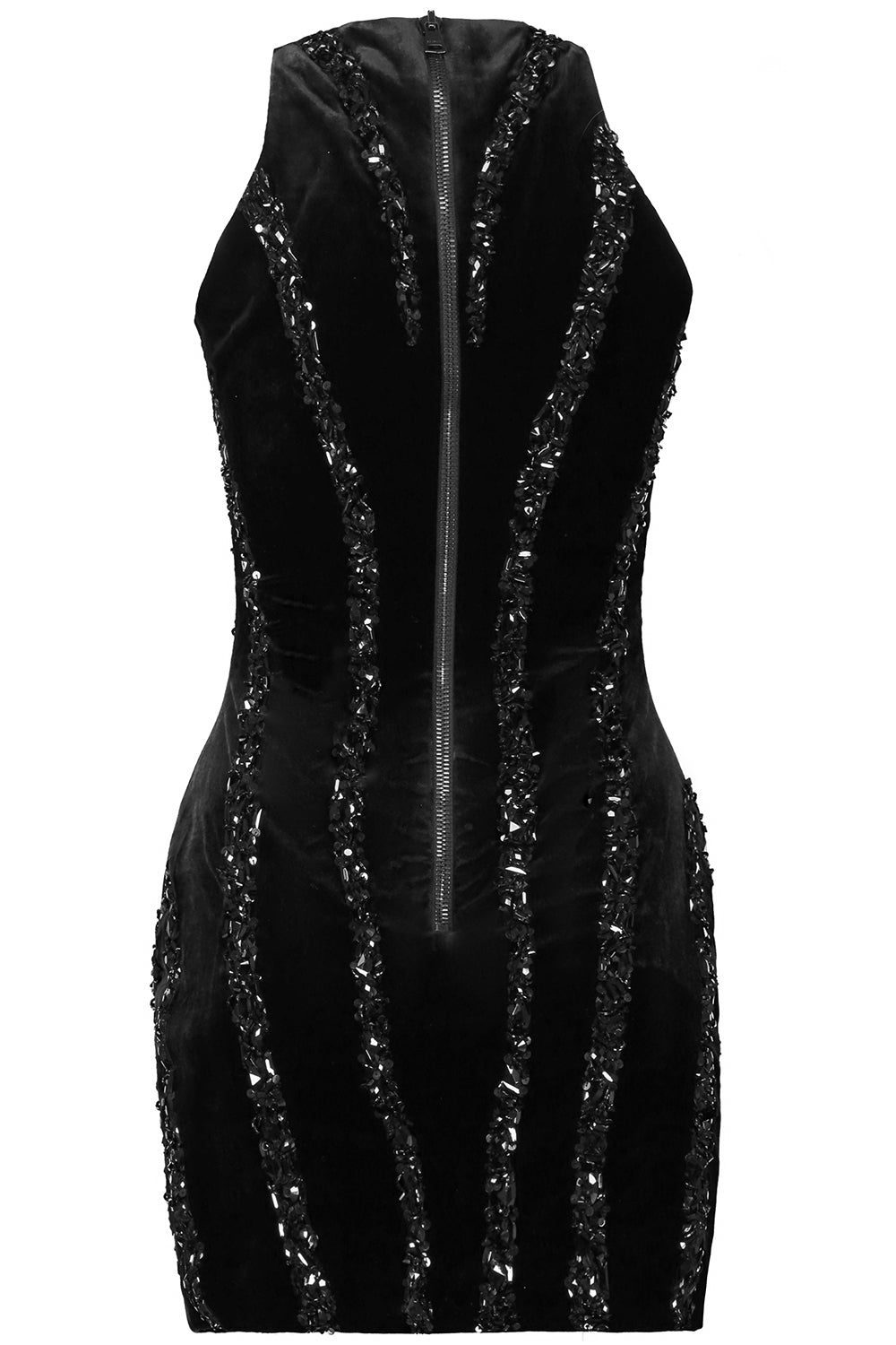 Crystal Zebra Short Dress-NOIR-36-CLOTHINGDRESSCOCKTAIL-BALMAIN