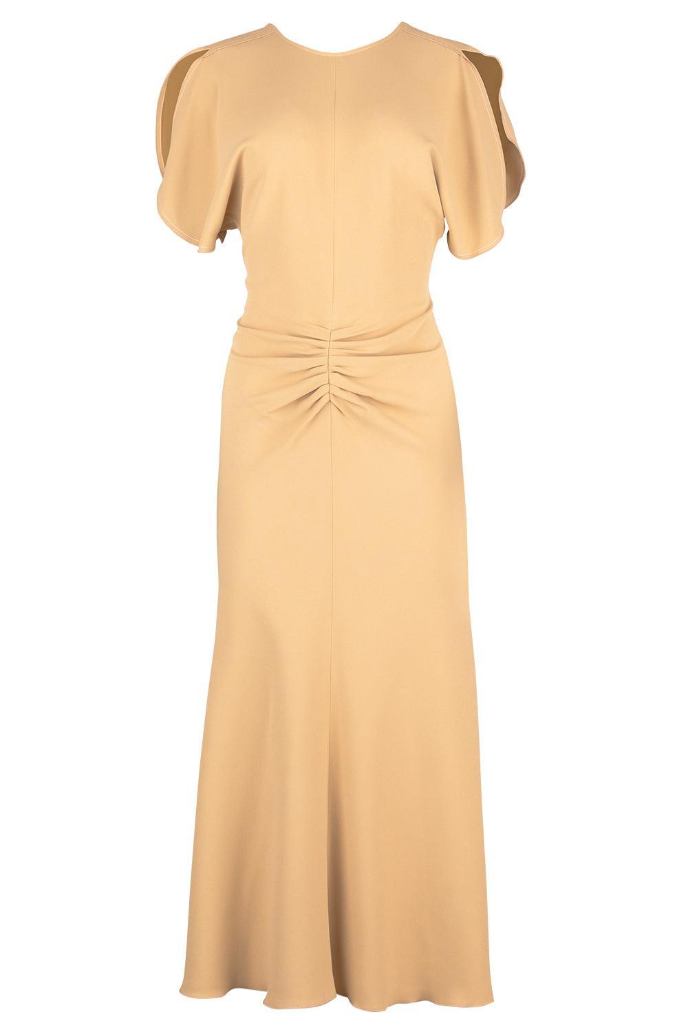 Gathered Waist Midi Dress - Honey-HONEY-0-CLOTHINGDRESSCASUAL-VICTORIA BECKHAM