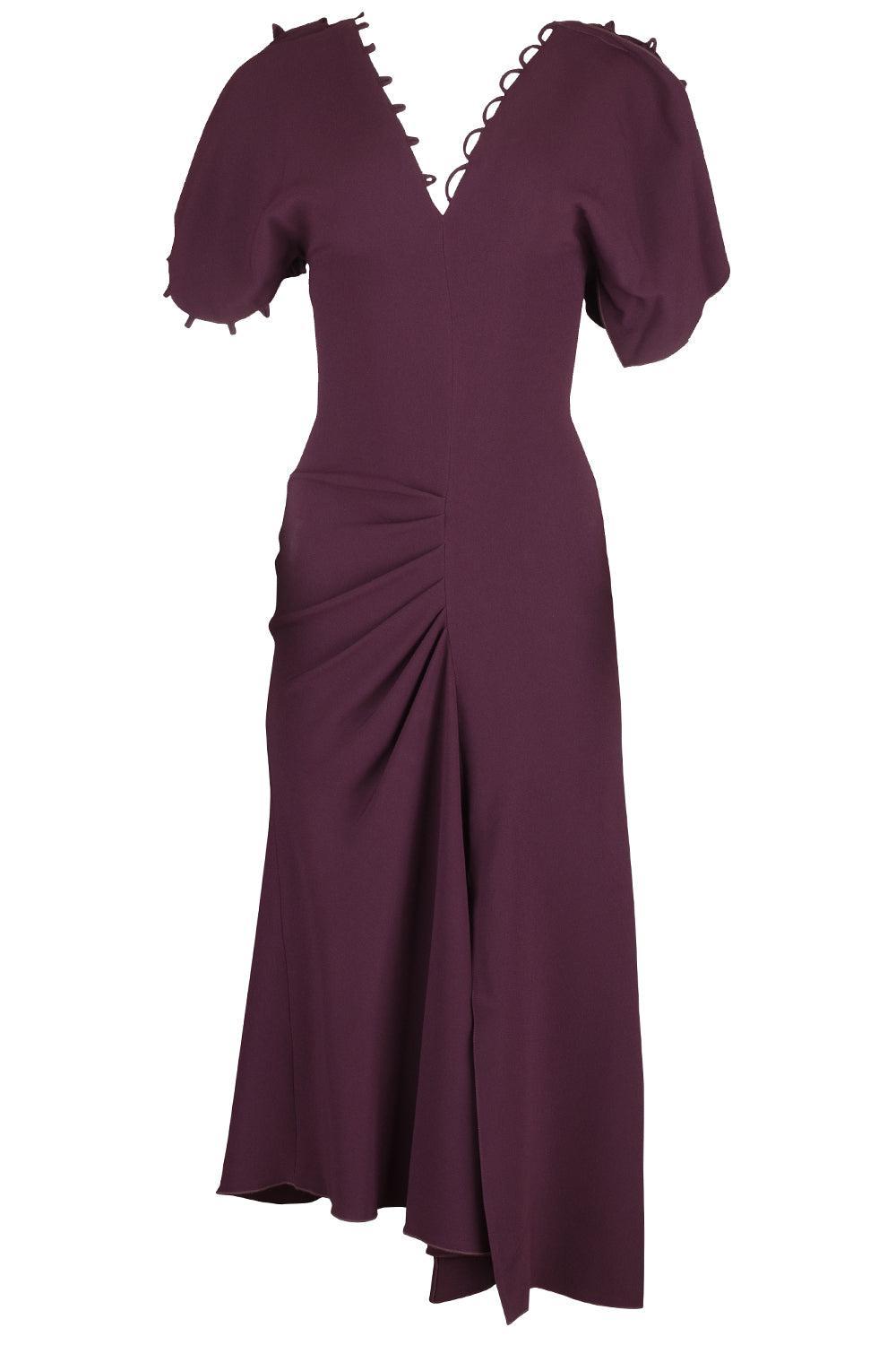 Rouleaux Detail Dress-MERLOT-2-CLOTHINGDRESSCASUAL-VICTORIA BECKHAM