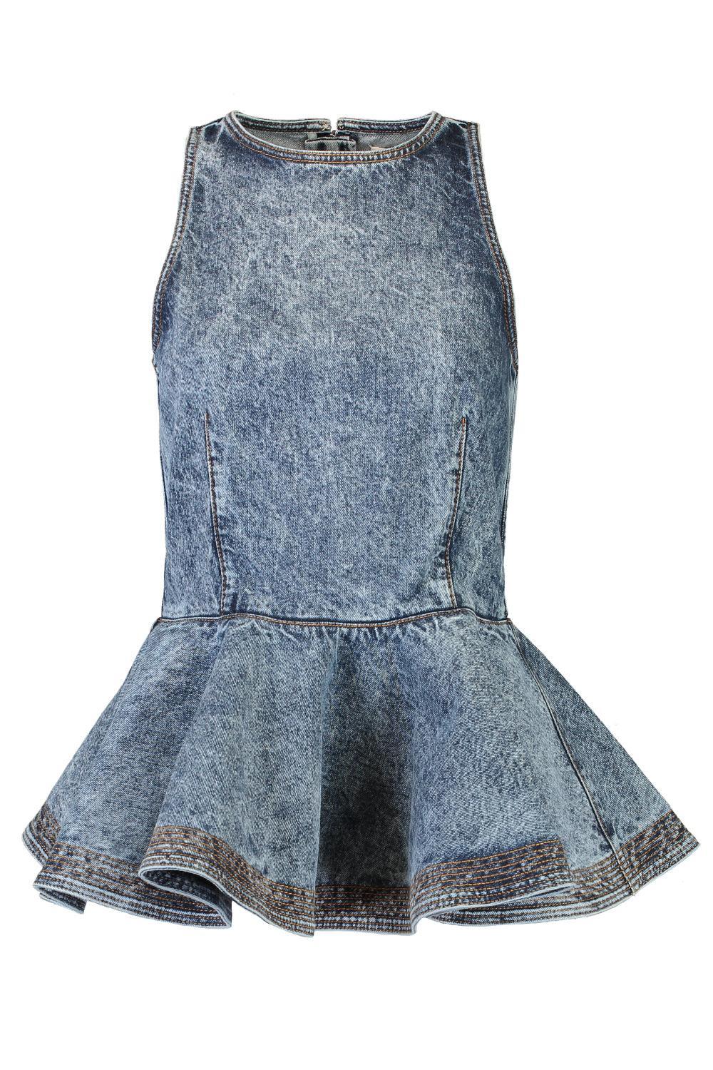 Peplum Sleeveless Top-BLEU-36-CLOTHINGTOPBLOUSE-ALAÏA