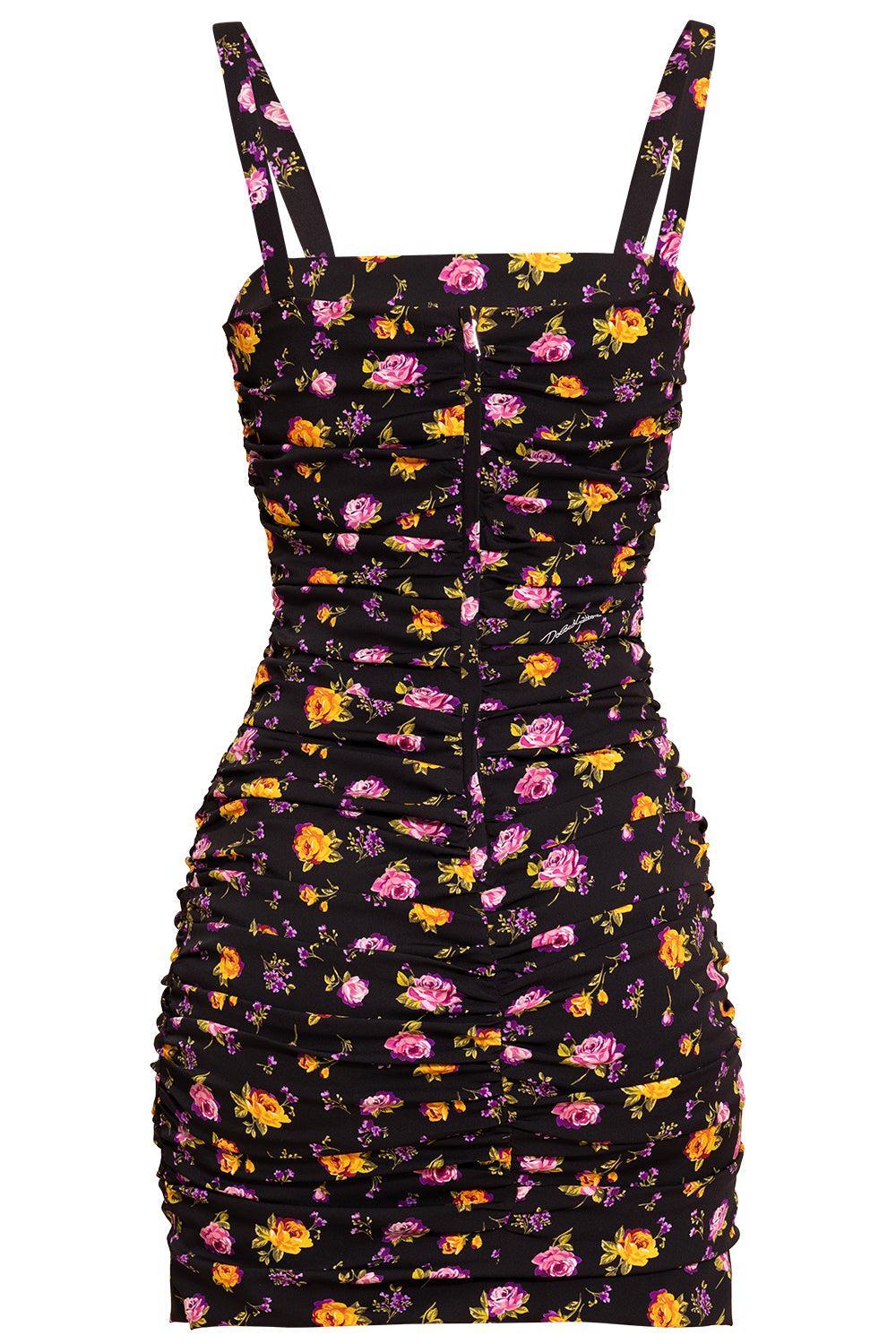 Small Rose Boquet Drape Dress-FLORAL-38-CLOTHINGDRESSCOCKTAIL-DOLCE & GABBANA