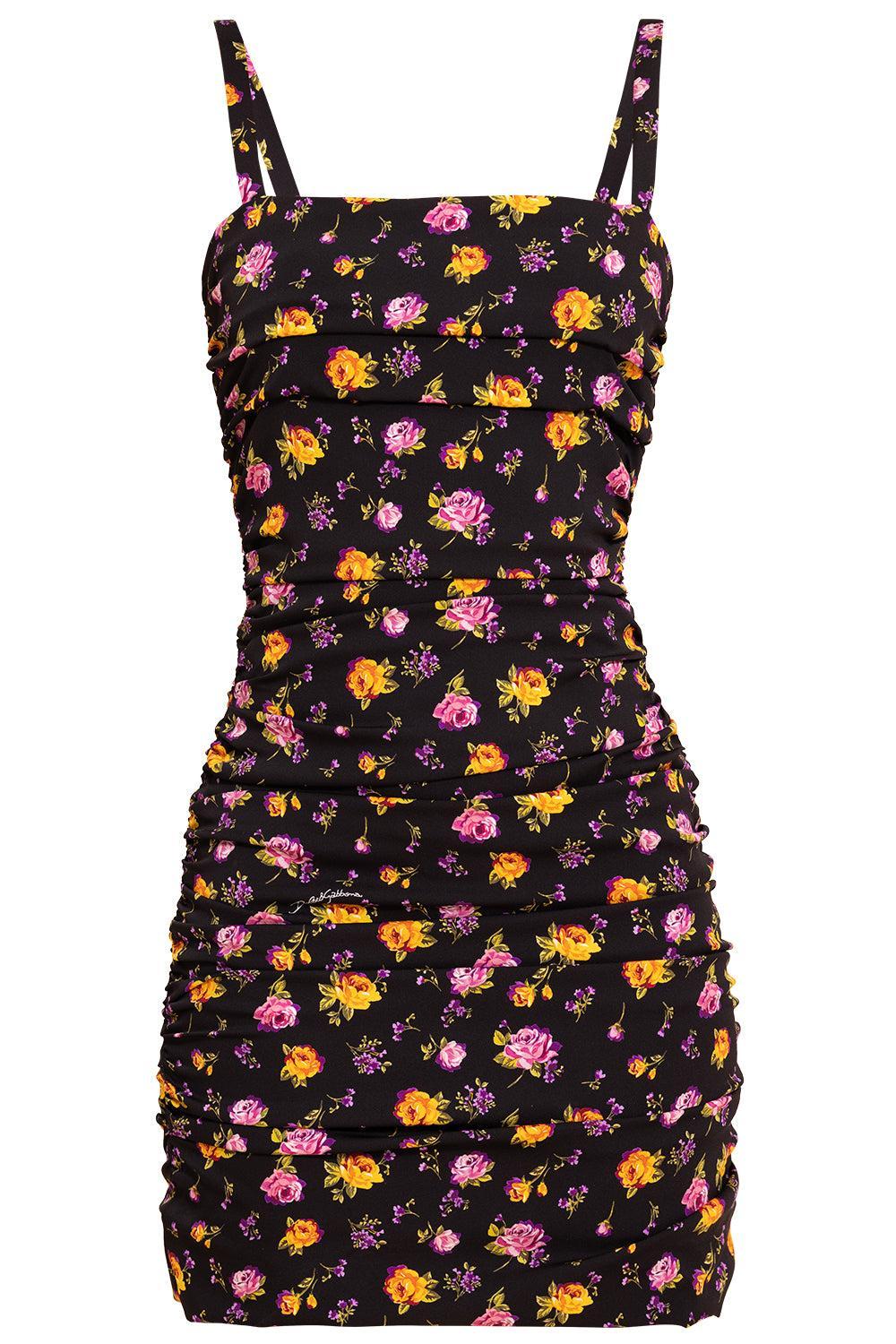 Small Rose Boquet Drape Dress-FLORAL-38-CLOTHINGDRESSCOCKTAIL-DOLCE & GABBANA