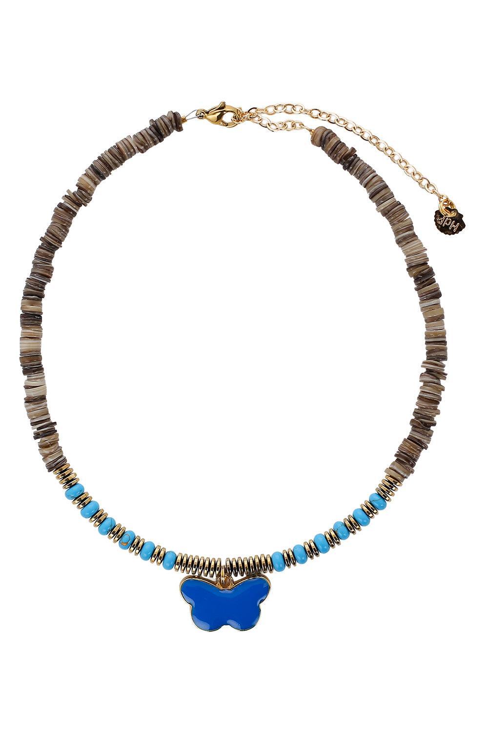 Grey Turquoise Butterfly Necklace-BLUE-JEWELRYBOUTIQUENECKLACE O-HIJAS DE PUKA