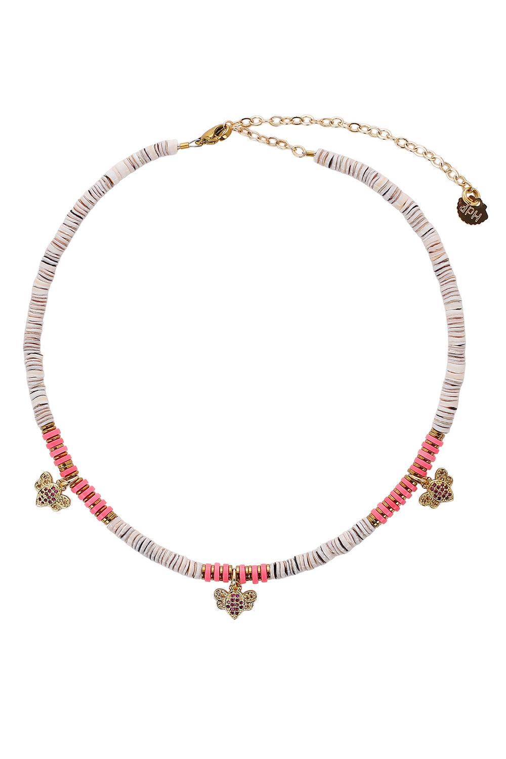 Hot Pink Grey Bugs Charm Necklace-PINK/GRY-JEWELRYBOUTIQUENECKLACE O-HIJAS DE PUKA