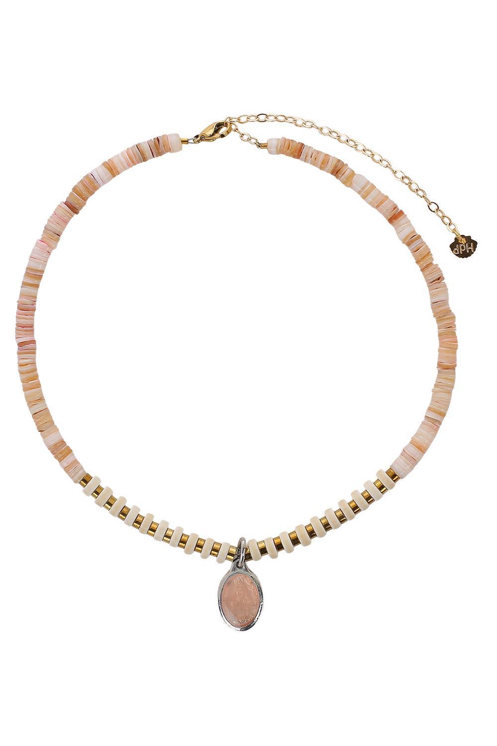 FE Pink Virgencita Pendant Rondelle Necklace-PINK-JEWELRYBOUTIQUENECKLACE O-HIJAS DE PUKA