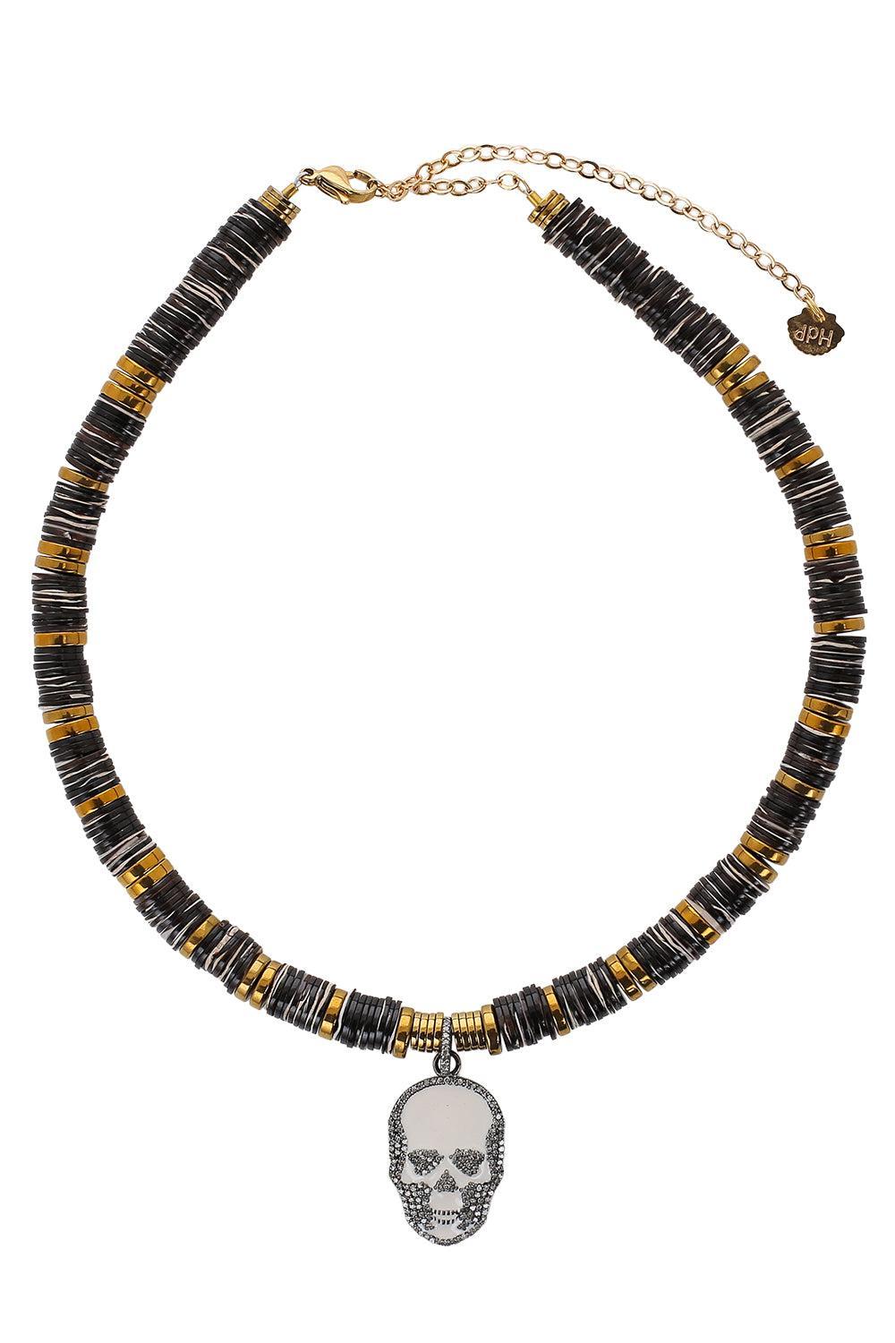 Grey Shell White Skull Necklace-GREY-JEWELRYBOUTIQUENECKLACE O-HIJAS DE PUKA