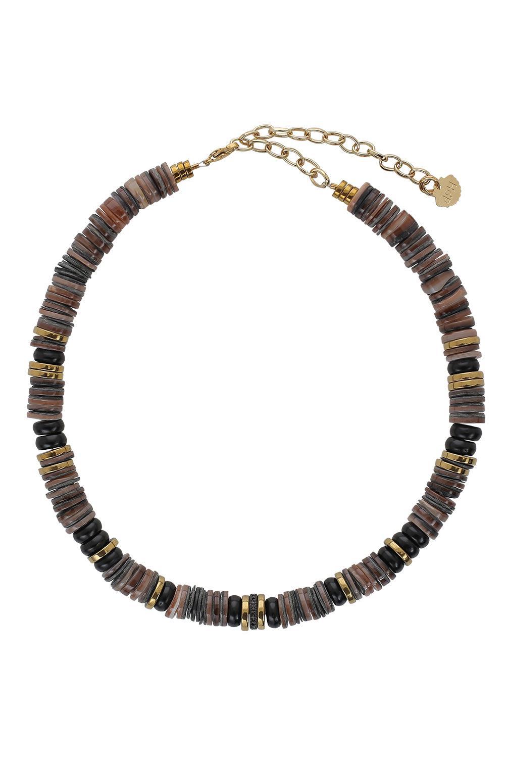 Brown Sea Shell Rondelle Necklace-BROWN-JEWELRYBOUTIQUENECKLACE O-HIJAS DE PUKA