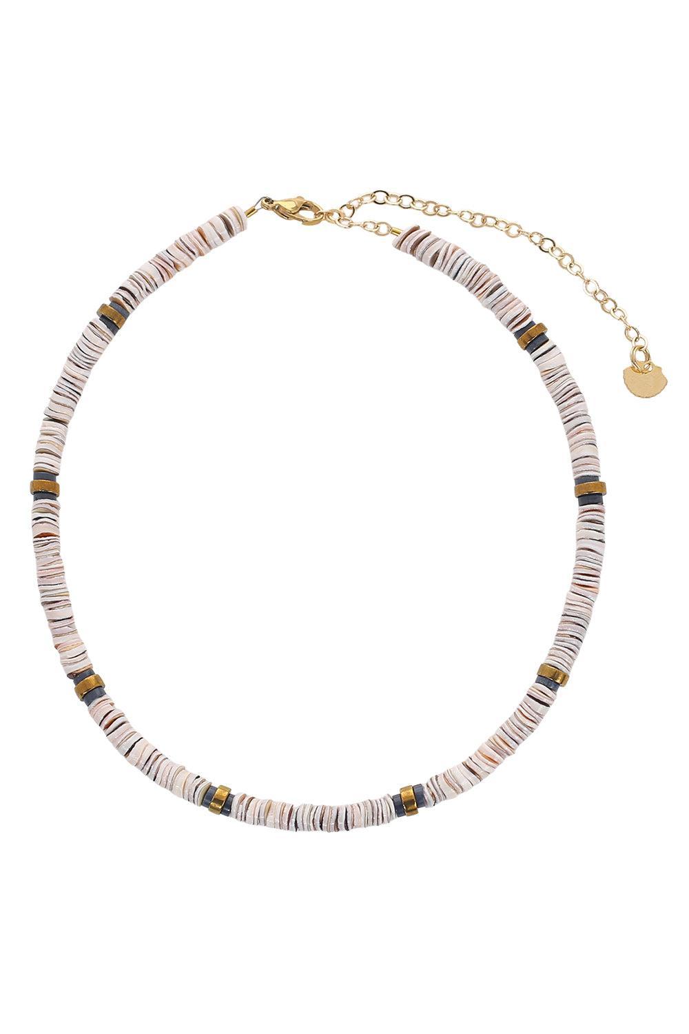 Pink Sea Shell Hematite Rondelle Necklace-PINK-JEWELRYBOUTIQUENECKLACE O-HIJAS DE PUKA