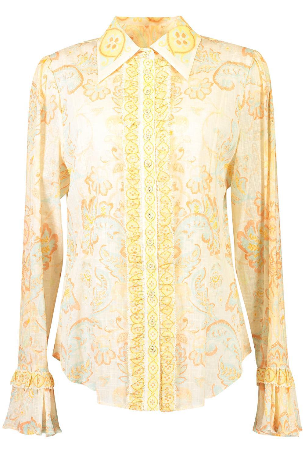 Fiordaliso Frill Blouse-MULTI-0-CLOTHINGTOPBLOUSE-KATE FORD