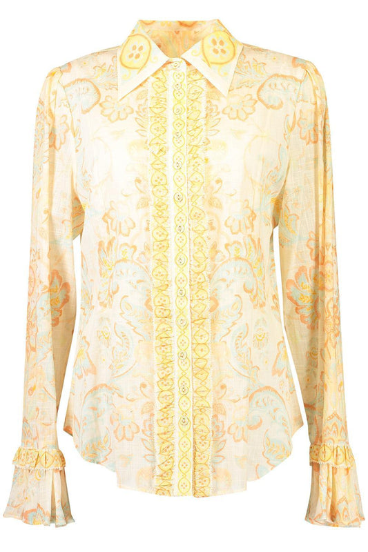 Fiordaliso Frill Blouse-MULTI-0-CLOTHINGTOPBLOUSE-KATE FORD