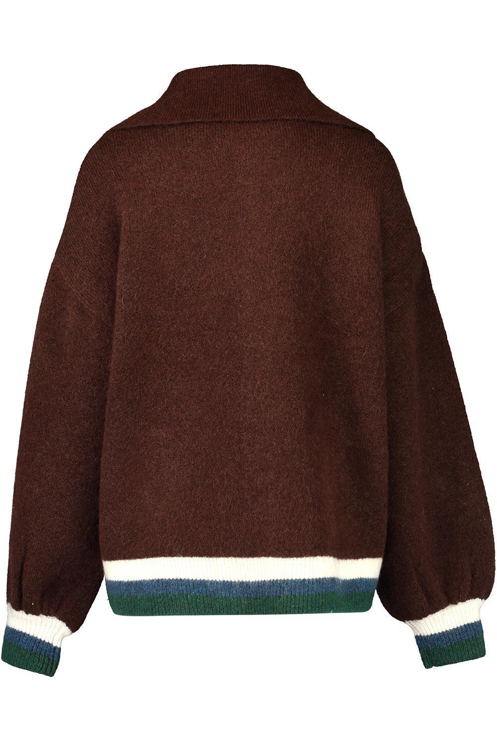 Maroc Zip Up Cardigan-CHOCOLATE-XS-CLOTHINGTOPCARDIGAN-ALEMAIS