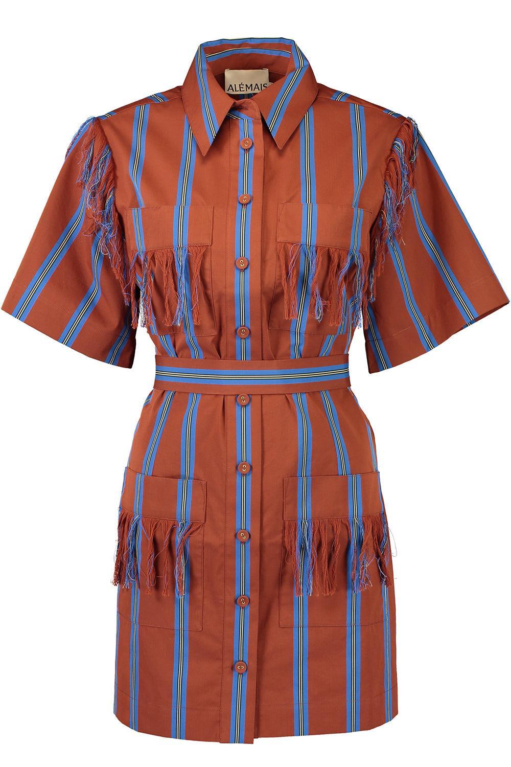 Noura Fringe Mini Dress-STRIPE-2-CLOTHINGDRESSCASUAL-ALEMAIS