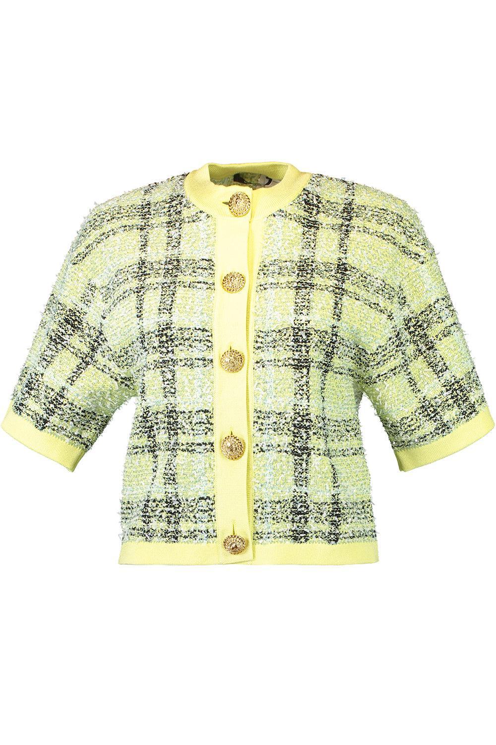 Buttoned Shiny Top-PLJAUVER-36-CLOTHINGTOPKNITS-BALMAIN
