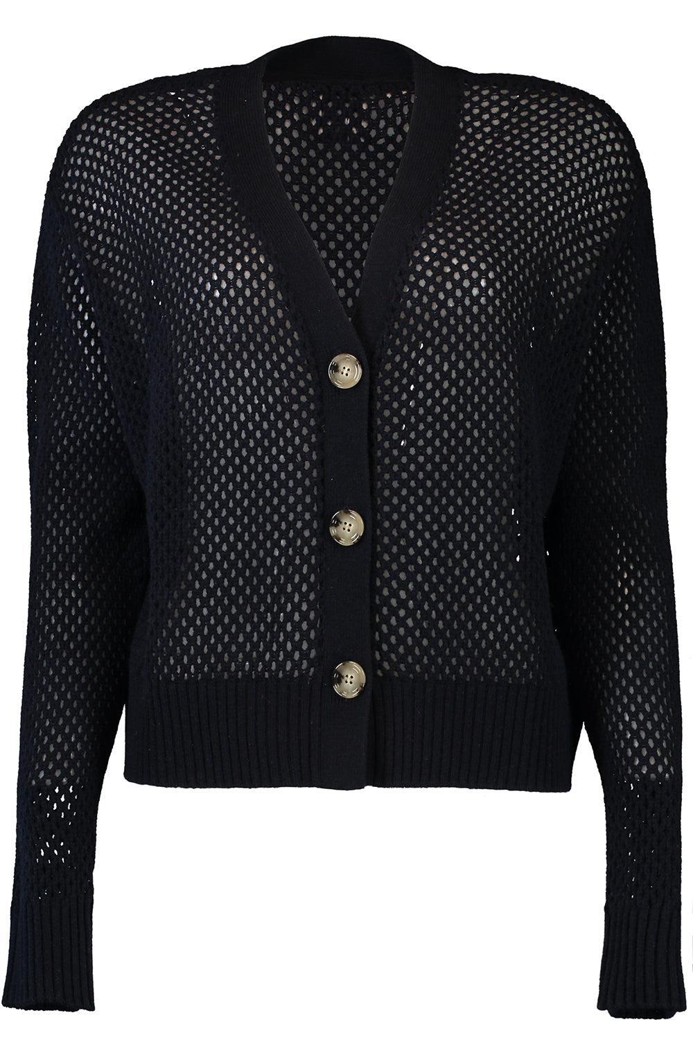 V Neck Cardigan - Deep Night-DEEPNGHT-XS-CLOTHINGTOPCARDIGAN-ALLUDE