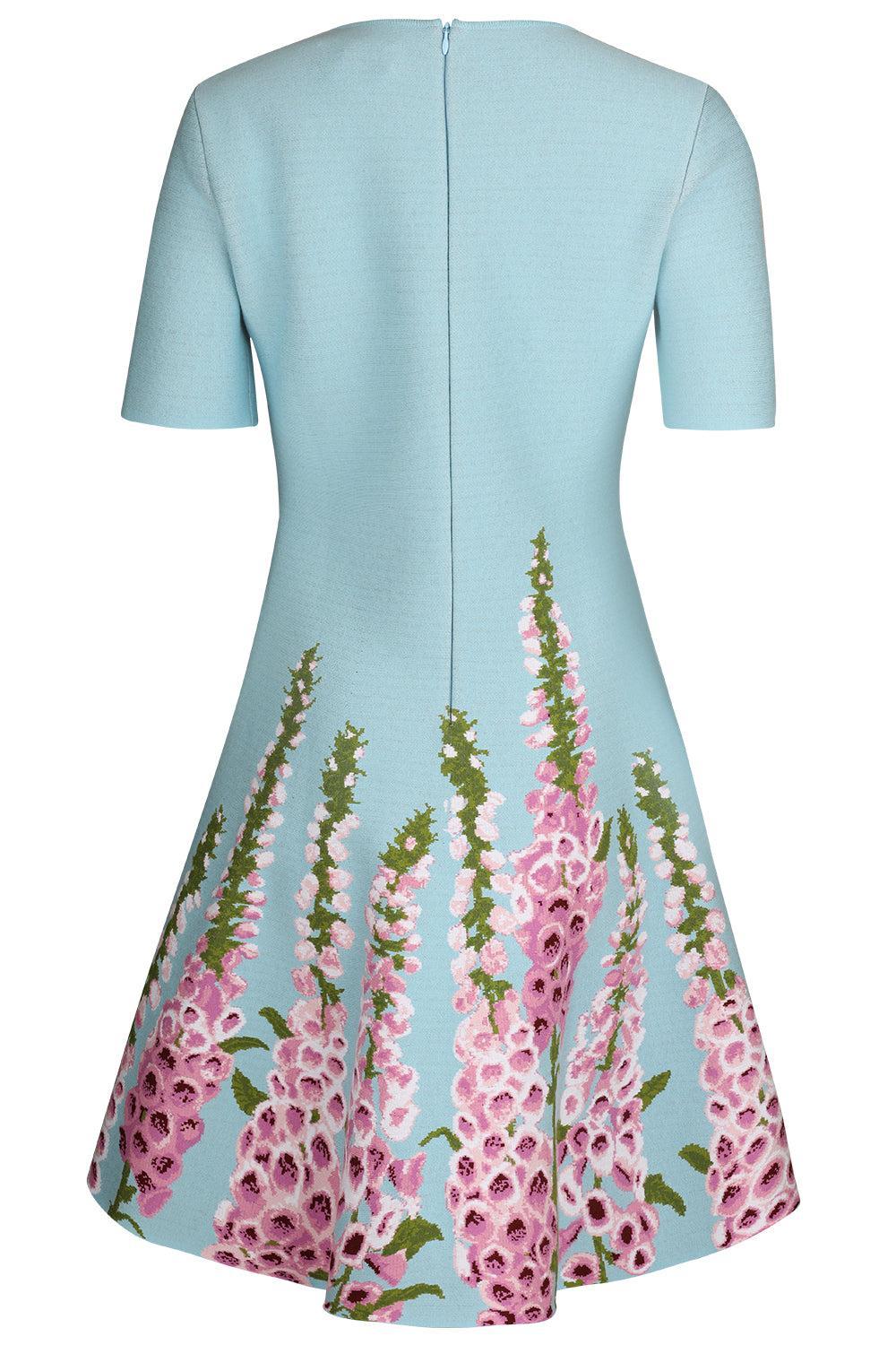 Allium Jacquard Fit & Flare Knit Dress-LILC/SKY-S-CLOTHINGDRESSCASUAL-OSCAR DE LA RENTA
