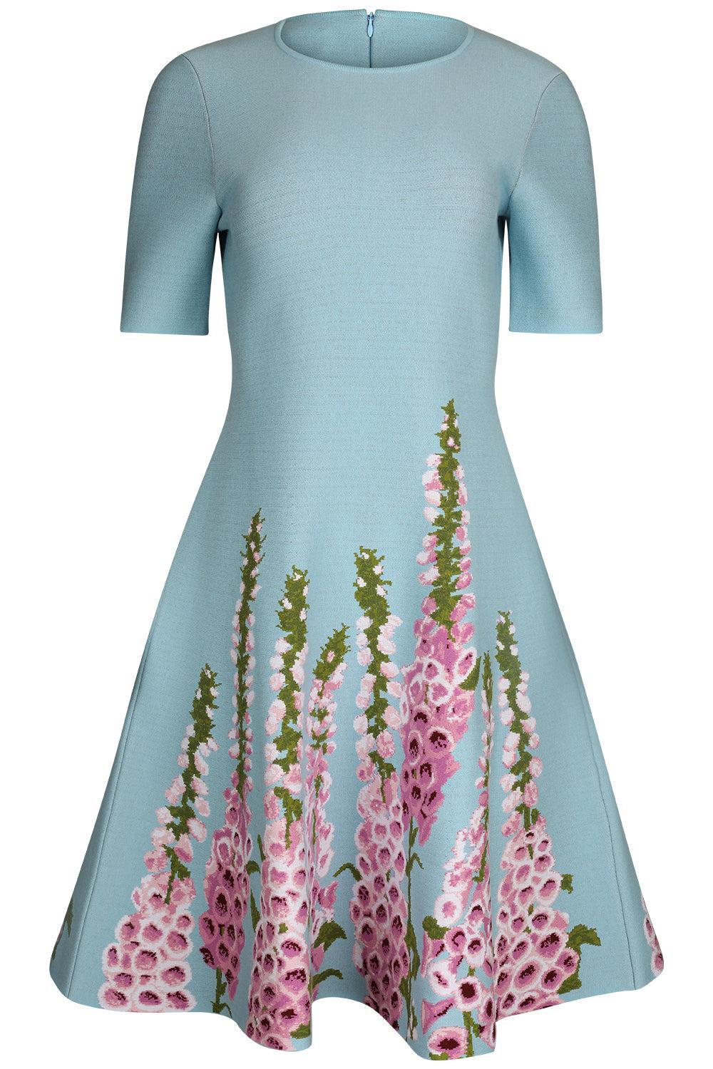 Allium Jacquard Fit & Flare Knit Dress-LILC/SKY-S-CLOTHINGDRESSCASUAL-OSCAR DE LA RENTA
