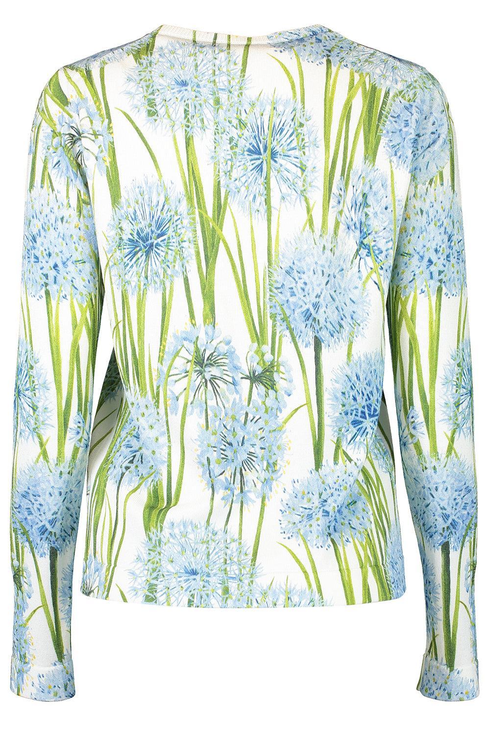 Long Sleeve Printed Allium Cardigan-BLUE/WHITE-XS-CLOTHINGTOPCARDIGAN-OSCAR DE LA RENTA