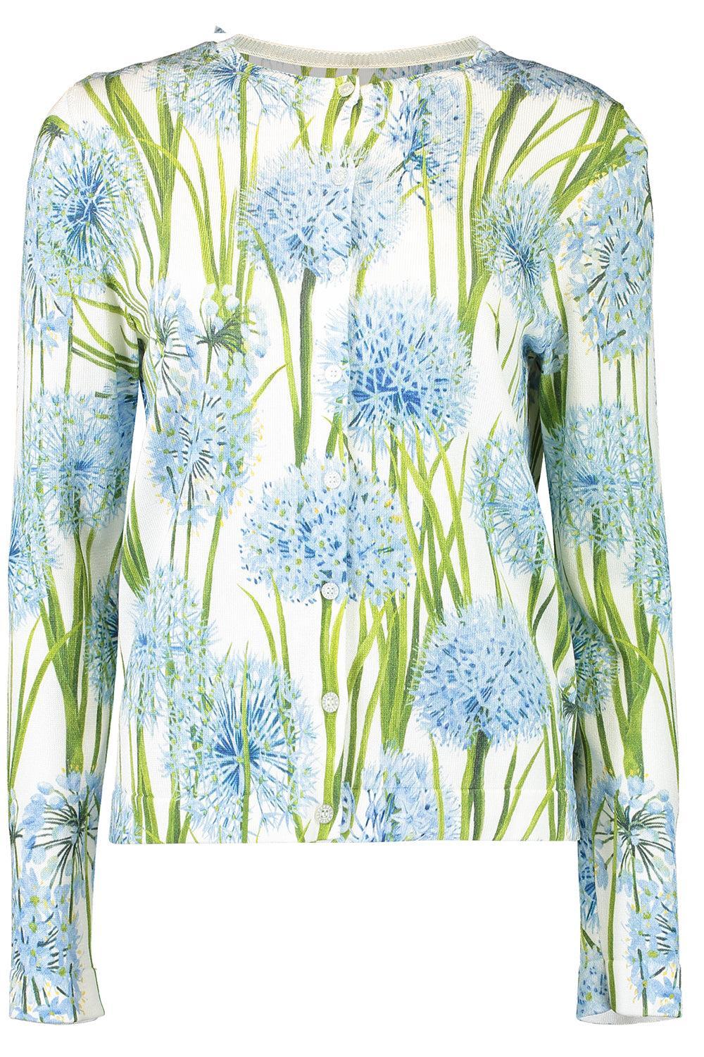 Long Sleeve Printed Allium Cardigan-BLUE/WHITE-XS-CLOTHINGTOPCARDIGAN-OSCAR DE LA RENTA