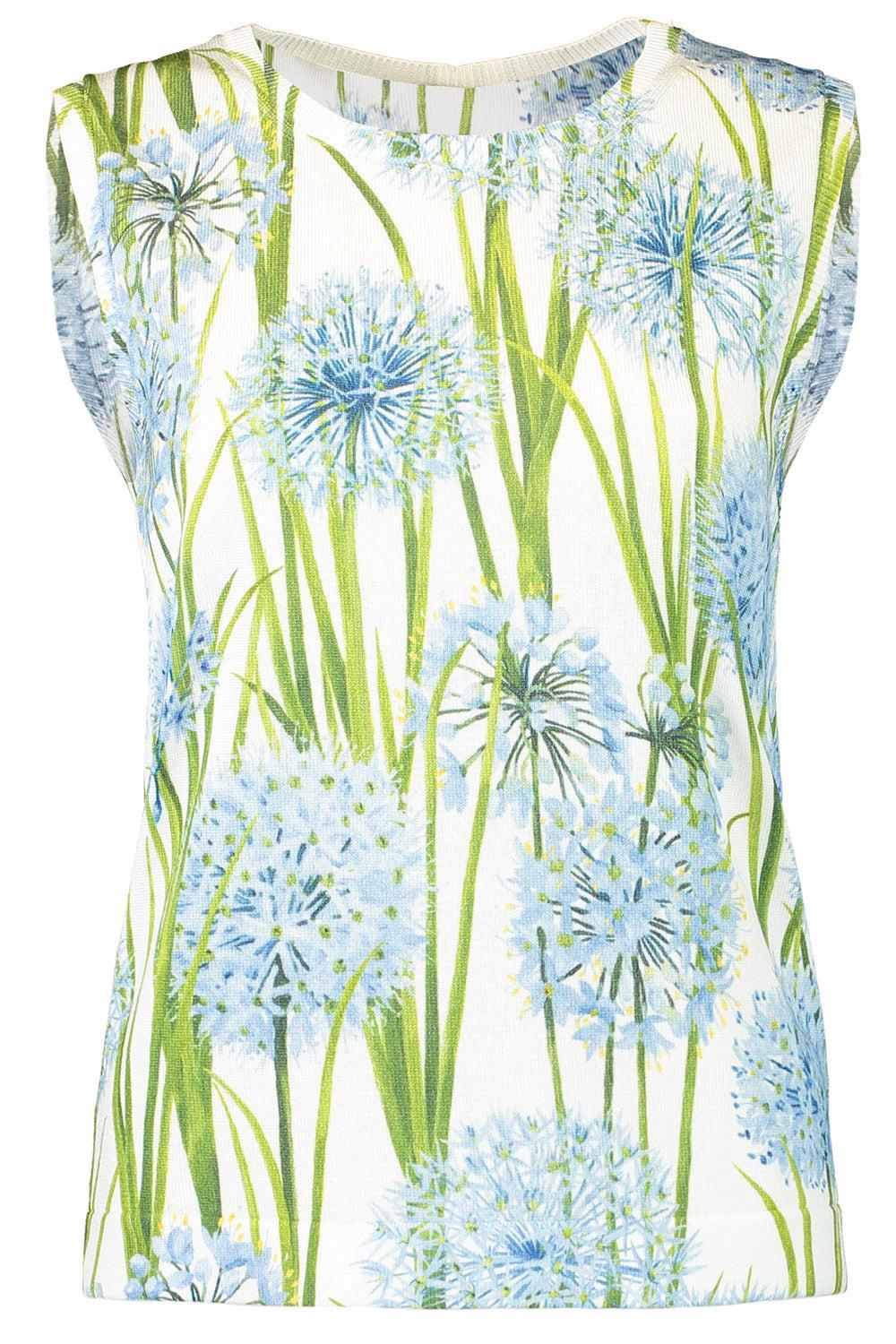 Printed Allium Knit Tank-BLUE/WHITE-S-CLOTHINGTOPTANK-OSCAR DE LA RENTA