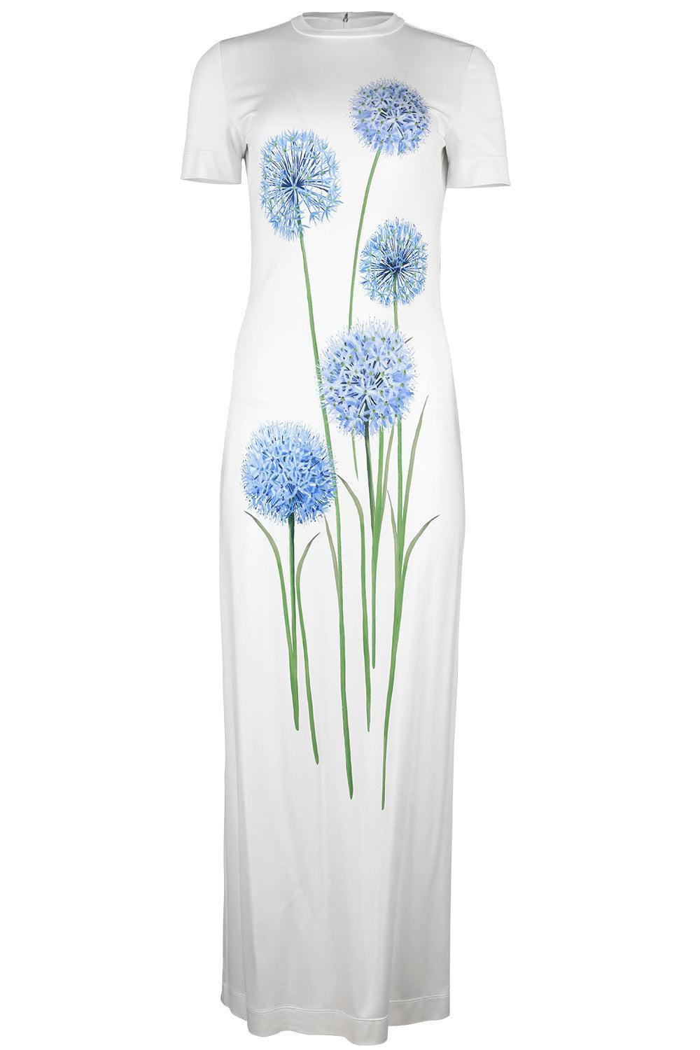 Short Sleeve Alliums Dress-BLUE/WHITE-4-CLOTHINGDRESSCASUAL-OSCAR DE LA RENTA