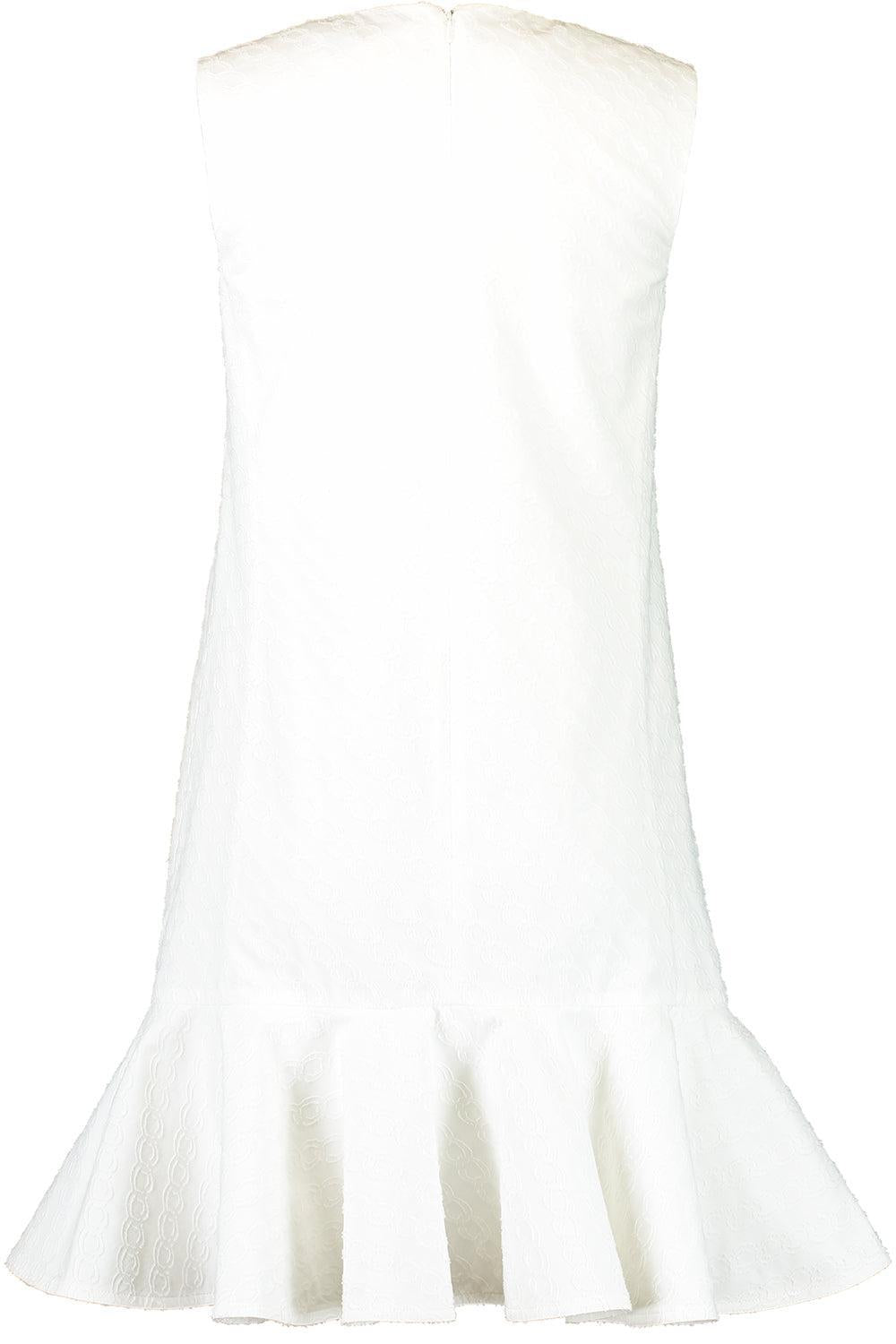 Sleeveless Bubble Hem Oscar Chain Dress-OFF WHITE-2-CLOTHINGDRESSCASUAL-OSCAR DE LA RENTA
