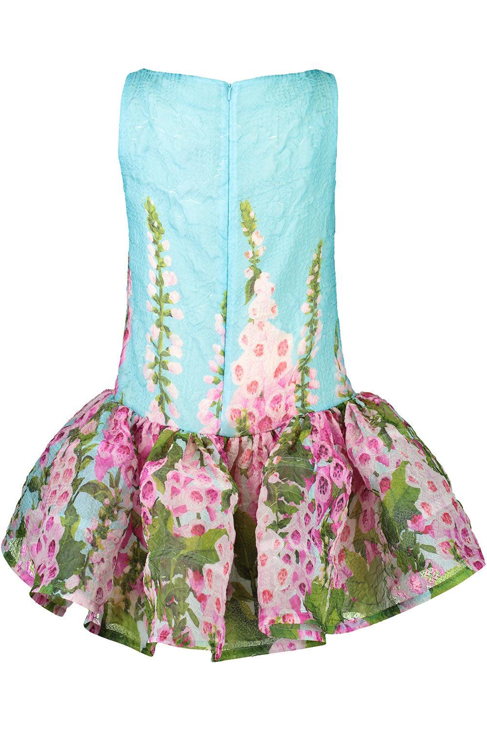 Sleeveless Foxgloves Ombre Dress-LILC/SKY-2-CLOTHINGDRESSCOCKTAIL-OSCAR DE LA RENTA
