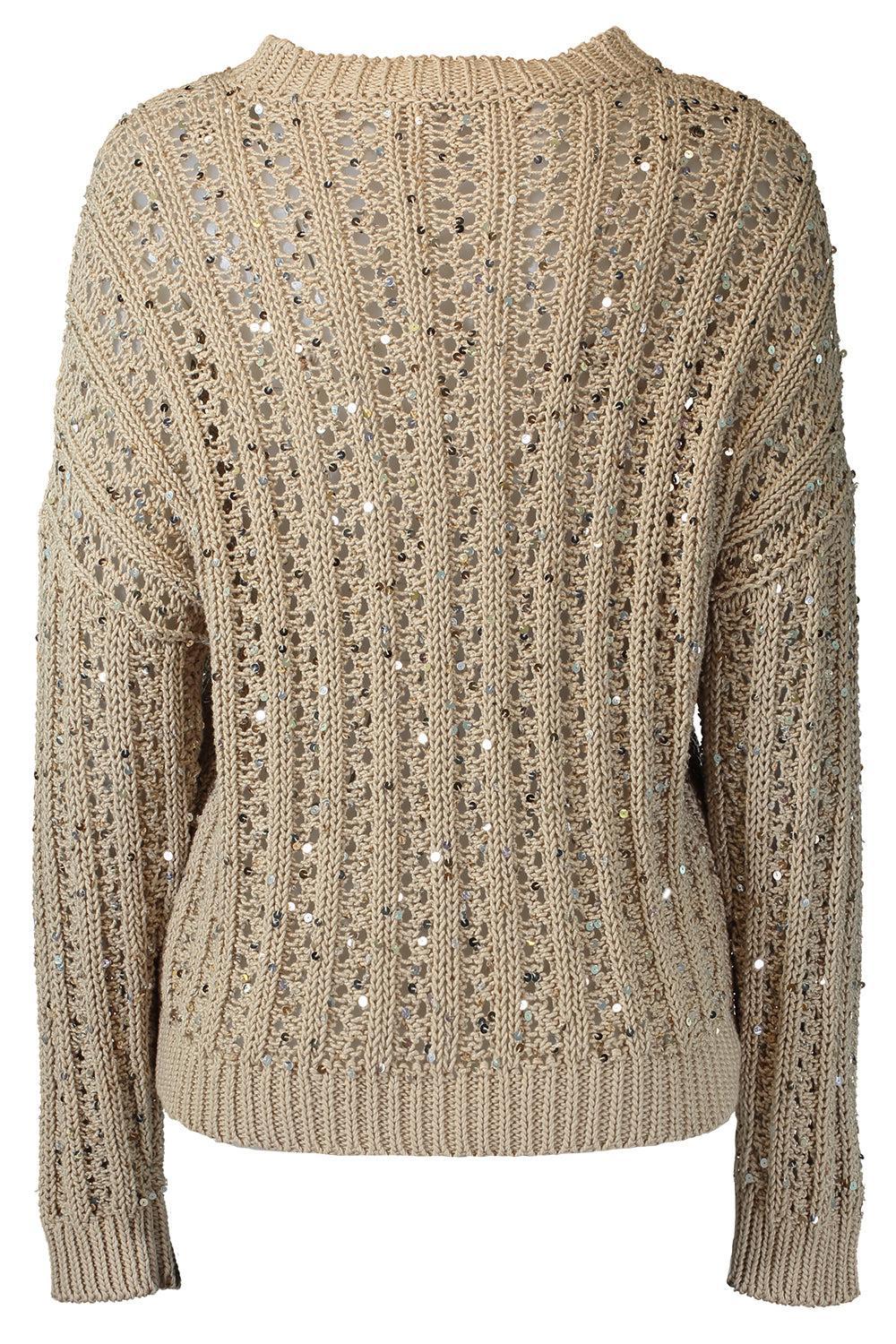 Round Neck Sequin Sweater-GOLD-38-CLOTHINGTOPSWEATER-PESERICO