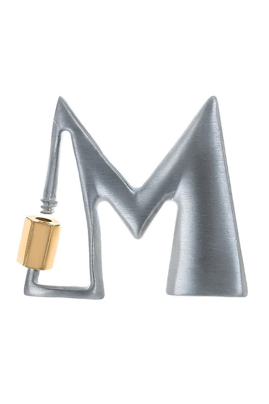 Large Mixed Metal Initial Lock-SILVER-JEWELRYFINE JEWELPENDANT-MARLA AARON