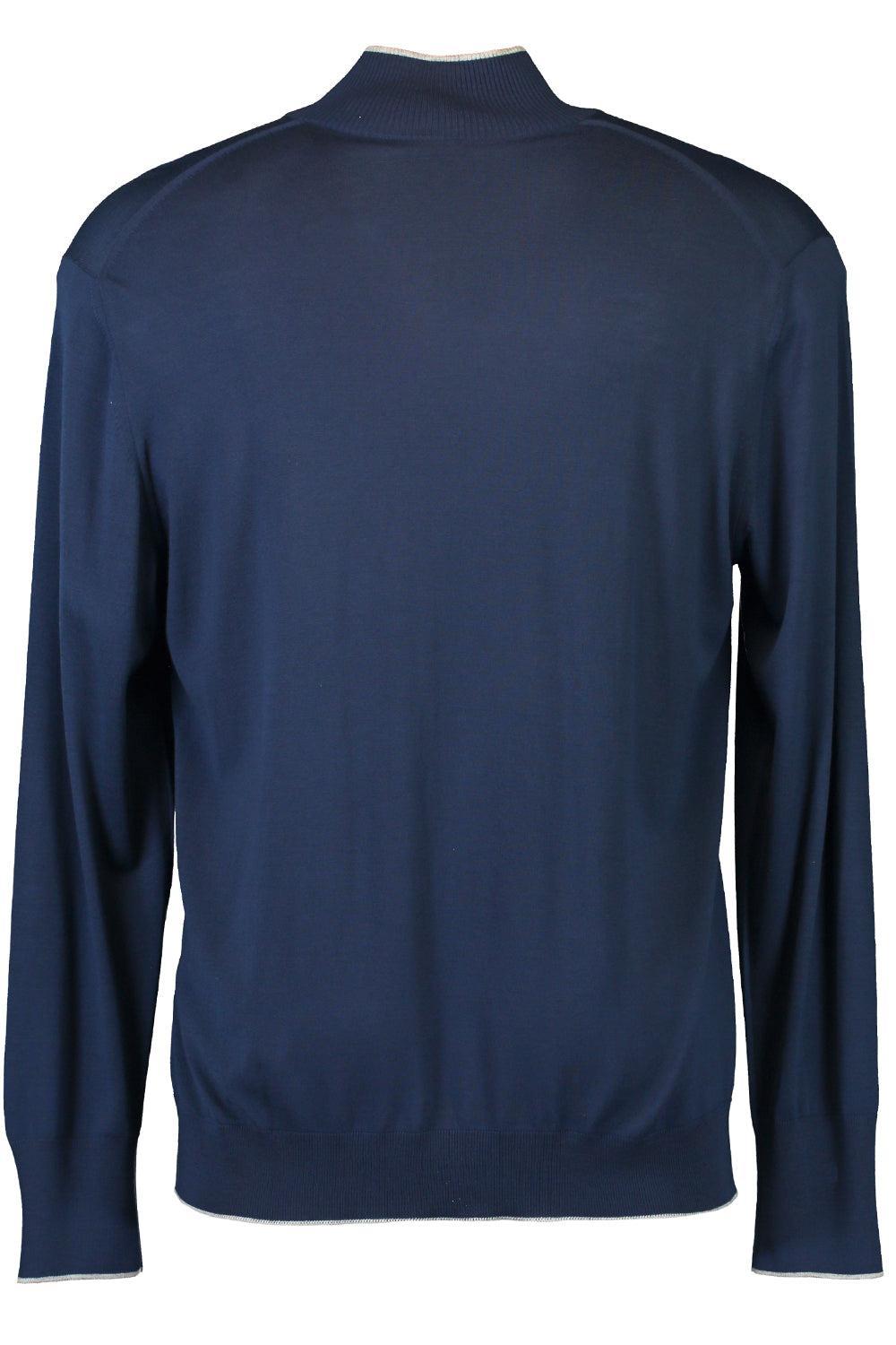 Long Sleeve Half Zip Pullover - Royal Light Grey-STRIPE-S-MENSCLOTHINGSWEATER-ELEVENTY