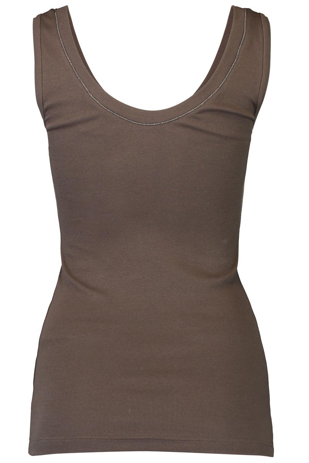 Monili Trim Tank - Dark Brown-BROWN-XS-CLOTHINGTOPTANK-BRUNELLO CUCINELLI