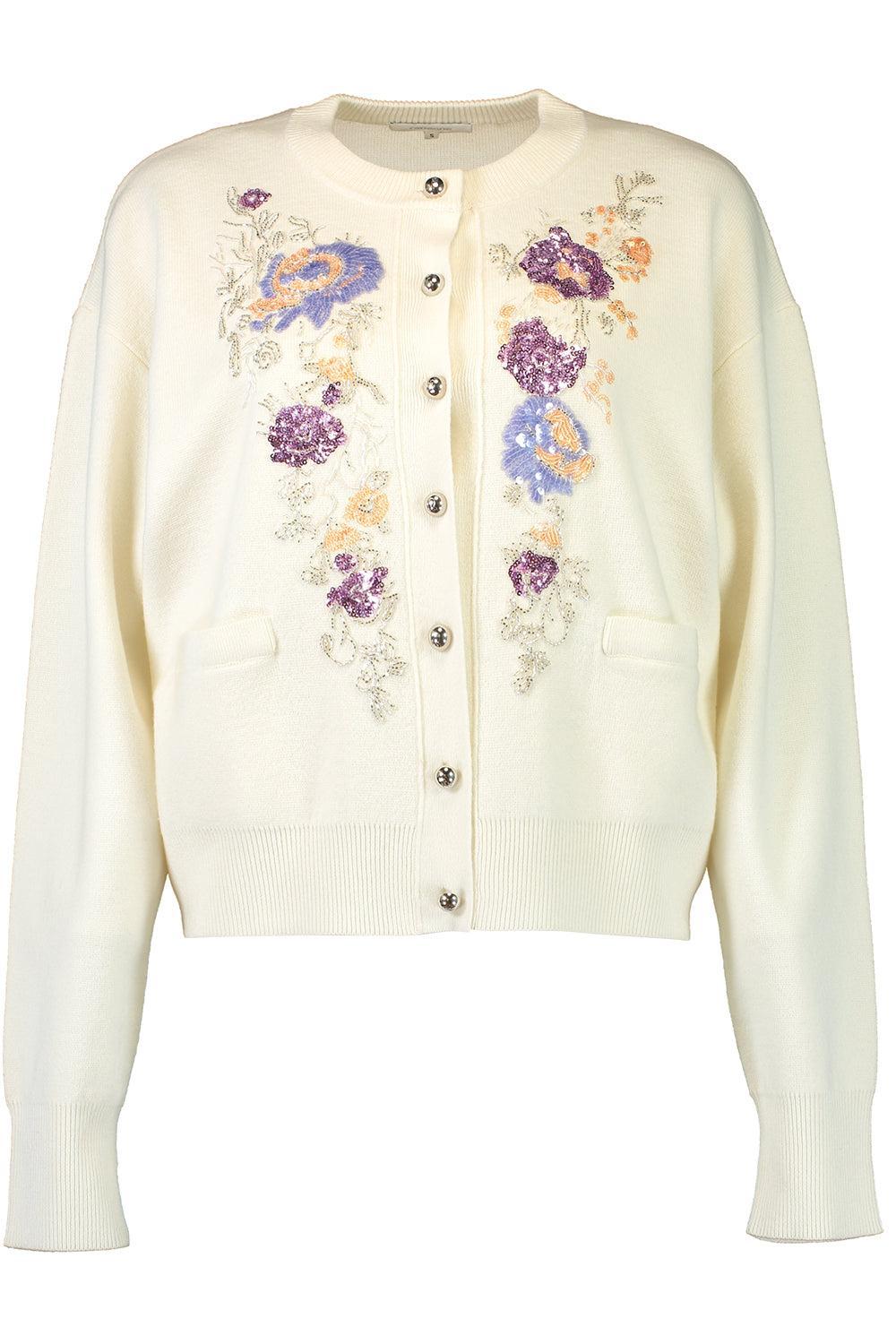Long Sleeve Embellished Cardigan-CREAM-XS-CLOTHINGTOPCARDIGAN-RABANNE