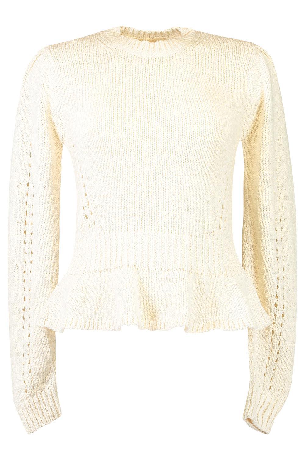 Aurelie Peplum Pullover-CREAM-P-CLOTHINGTOPBLOUSE-ULLA JOHNSON